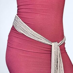 Grey & Silver Beaded Scarf Belt!